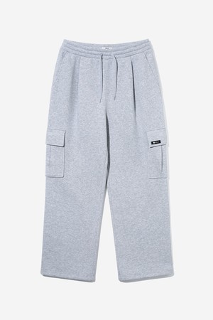 남녀공용 데일리 스몰로고 져지 오버 와이드 카고 기모 팬츠[M-GREY](UBALP38_51)
