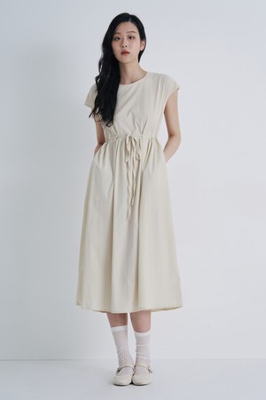 여성 허리 스트링 캡소매 원피스(HBROPA2)