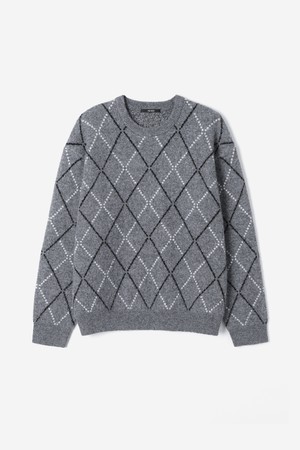 남성 라운드넥 아가일 오버핏 니트(HBALK05)