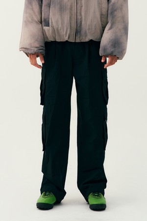 남녀공용 스트릿 써클로고 오버와이드 립스탑 4카고 팬츠[BLACK](UB9LP26_39)