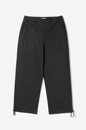 남녀공용 레트로 프레피 우븐 와이드 워크 팬츠[BLACK](UB9LP21_39)