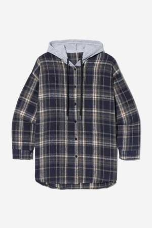 여성 레이어드 체크 후드 셔츠(UBALS50)