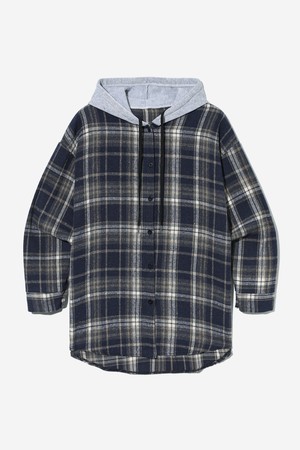 여성 레이어드 체크 후드 셔츠(UBALS50)