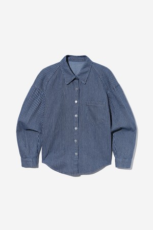 여성 스트라이프 오버핏 데님셔츠(UBALS54)