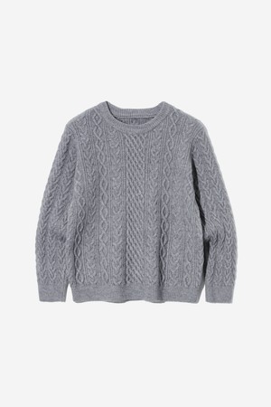 여성 데일리 꽈배기 라운드 니트(UBBLK52)