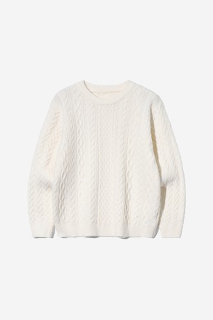 여성 데일리 꽈배기 라운드 니트(UBBLK52)