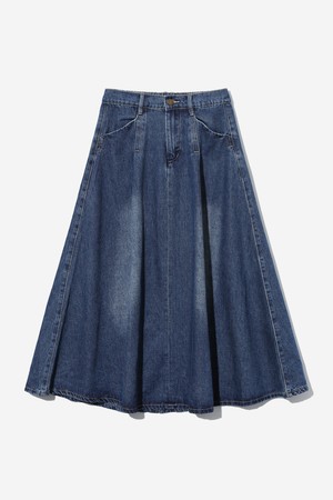 여성 데일리 플레어 데님 롱 스커트(UBADS50)