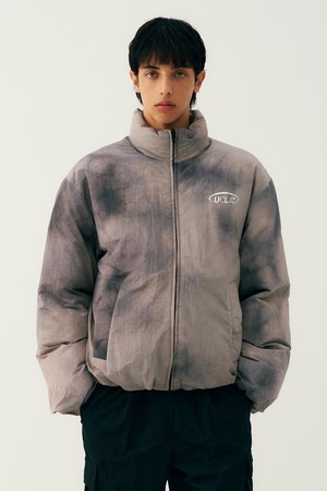 남녀공용 스트릿 써클로고 타이다이 패딩 점퍼[LT-GREY](UBAUJ28_34)