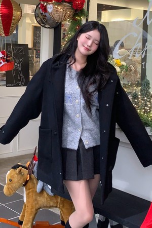 남녀공용 프레피 중힙 더플코트[BLACK](UBAHC20_39)