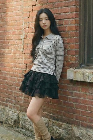 [UCLA] 여성용 가슴 셔링 칼라넥 티셔츠[GREY](UC1LTA1_35)