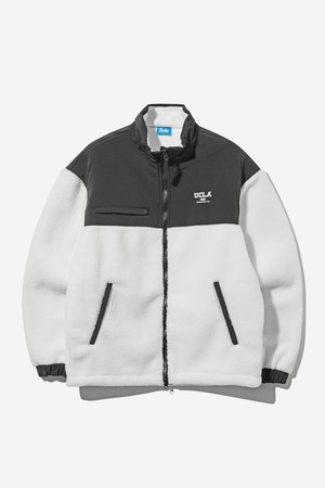 남녀공용 블럭 배색 플리스 재킷[O-WHITE](UBAUJ71_33)