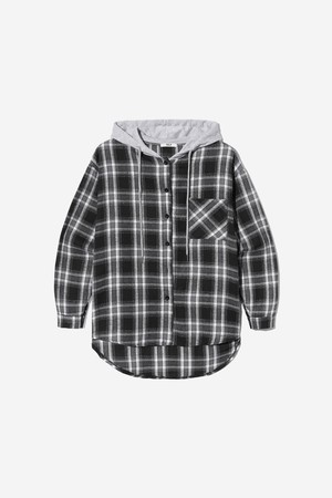 여성 키치 체크 후디 셔츠[BLACK](UC2LSC1_39)