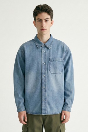 남녀공용 프레피 브러쉬 데님셔츠[MD-INDIGO](UC3LS21_05)