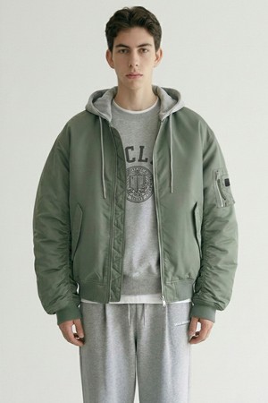 남녀공용 후디 탈부착 나일론 MA1 점퍼[KHAKI](UC2UJ20_65)