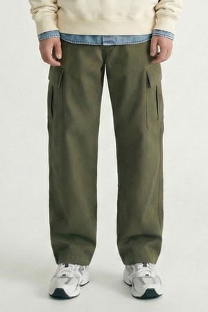 남녀공용 워싱 노턱 카고 와이드 팬츠[KHAKI](UC3LP20_65)