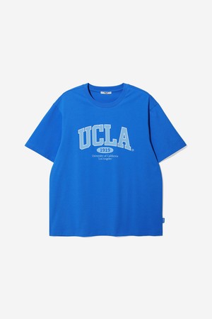 남녀공용 컬리지 레터링 오버핏 반팔 티셔츠[BLUE](UC5STA1_43)