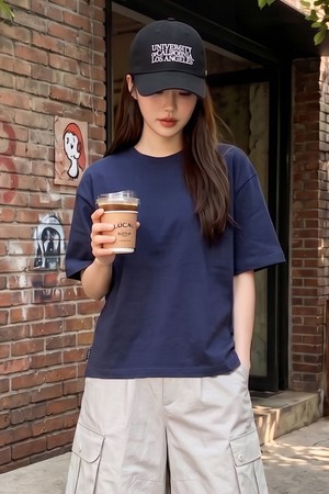 남녀공용 컴포트 크롭 티셔츠[NAVY](UC6STA8_45)