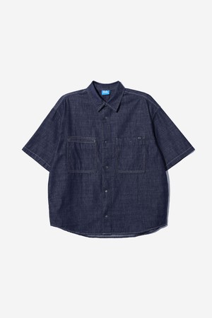 남녀공용 오버핏 투포켓 반팔 데님셔츠[DK-INDIGO](UC6SS70_07)