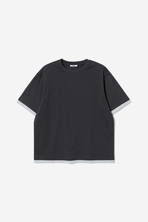 남녀공용 라운드넥 레이어드 티셔츠[BLACK](UCRSTA2_39)