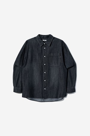 남녀공용 원 포켓 바이오 워싱 데님 셔츠 [DK-GREY](UC8LS20_36)