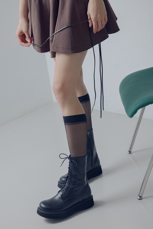 JUJUVI - 부츠/워커 - Rodni Platform Walker Boots / Black [로드니 플랫폼 워커 부츠 / 블랙] 4CM