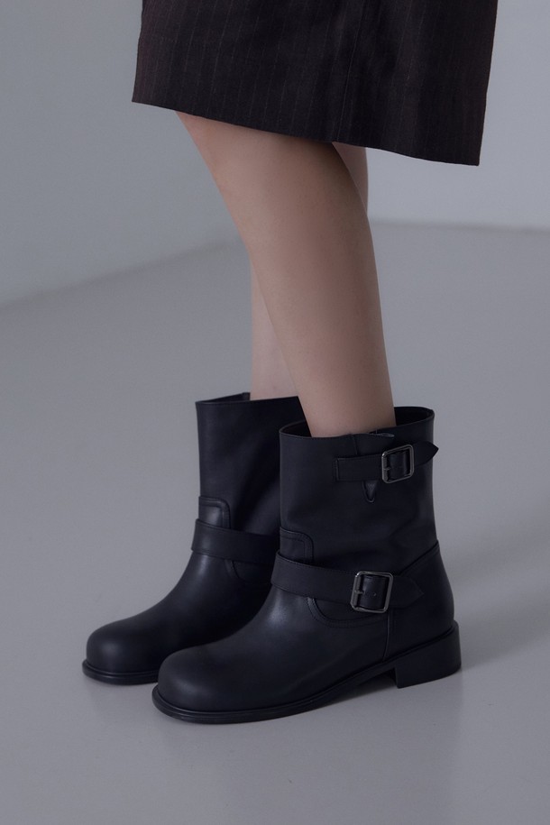 JUJUVI - 부츠/워커 - Bellus Wide Boots / Black [와이드핏 통부츠 / 블랙] 3CM