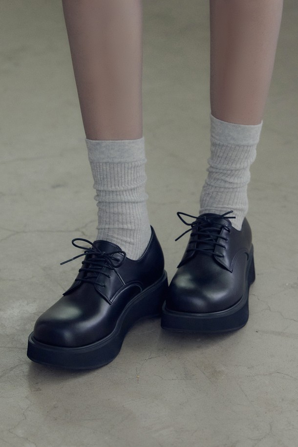 JUJUVI - 로퍼 - Derby platform shoes / black [더비 플랫폼 슈즈 / 블랙] 4CM