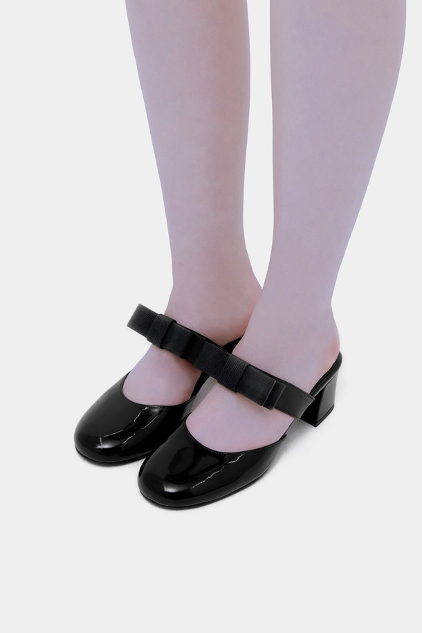 JUJUVI - 슬리퍼/뮬 - Round toe ribbon mules [라운드 토 리본 뮬] (5cm)