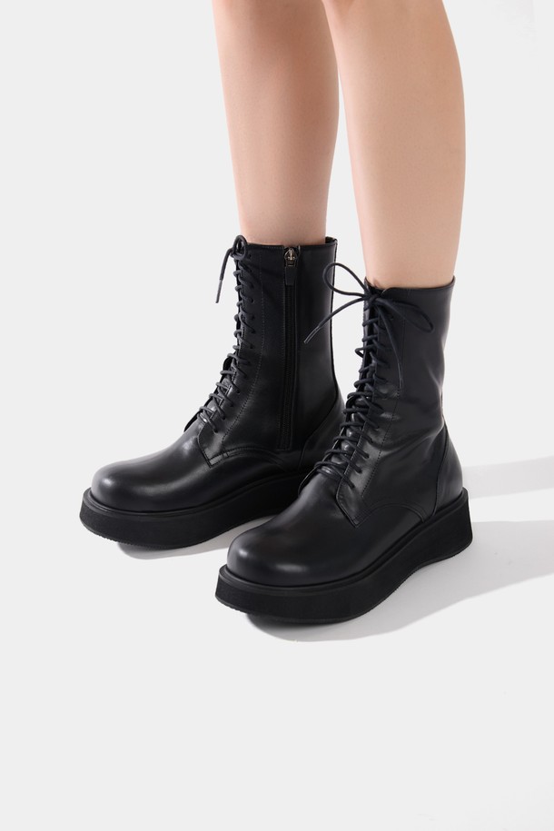 JUJUVI - 부츠/워커 - Rodni Platform Walker Boots / Black [로드니 플랫폼 워커 부츠 / 블랙] 4CM