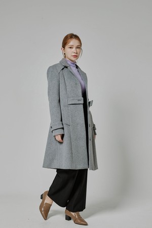 wool flared long coat