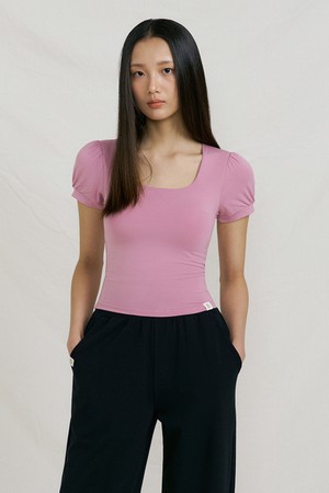 반다 소프트 스퀘어넥 퍼프 크롭탑