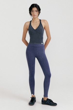 심리스 브이넥 크로스 크롭탑