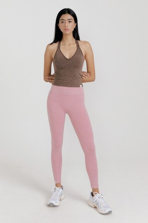 심리스 브이넥 크로스 크롭탑