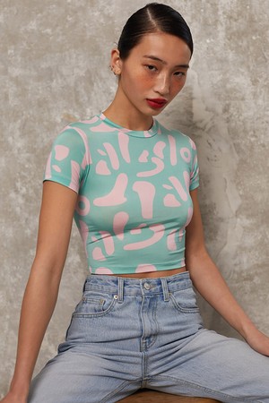 TG LETTER PRINT CROP TOP_T316TP101