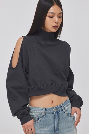 SHOULDER CUTOUT HIGH-NECK SWEATSHIRTS_T326TP105