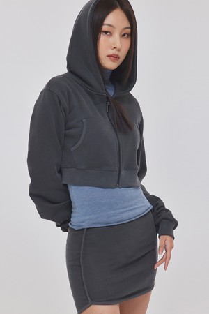 SKINNY RIB BLOCK ZIP-UP HOODIE_T326OT802