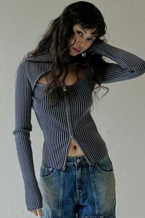 BOLERO & TANK TOP LAYERED ZIP-UP_T326OT803