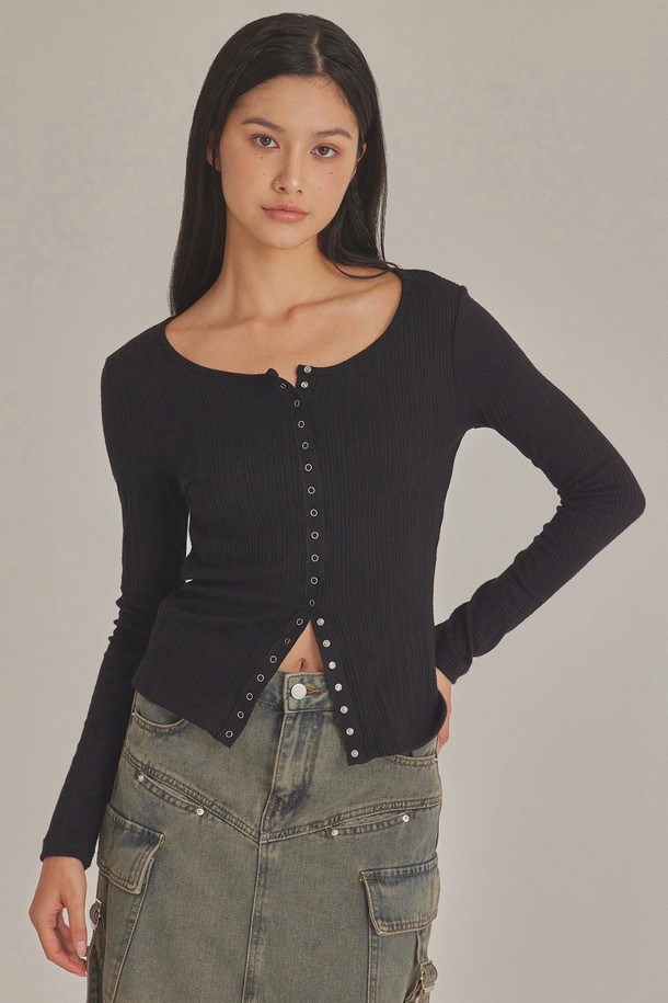 TOPGIRL  - 가디건 - EYELET SNAP BUTTON CARDIGAN_T426OT800