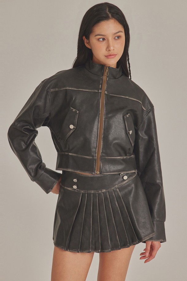 TOPGIRL  - 레더 자켓 - VINTAGE LEATHER BOMBER JACKET_T423OT807