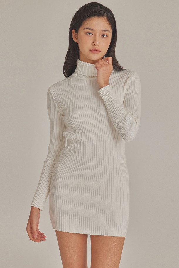 TOPGIRL  - 니트 원피스 - RIBBED HIGH NECK KNIT MINI DRESS_T423DS500