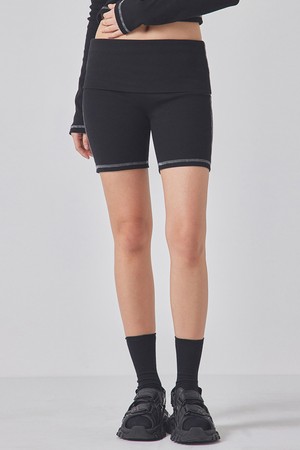 RIBBED CONTRAST STITCH BIKER SHORTS_T416BT700