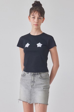 STAR-SHAPED BALOON PRINTED SILKET T-SHIRT_T416TP102