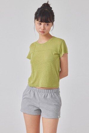 T-SHAPED PINTUCK LINEN T-SHIRT_T416TP117