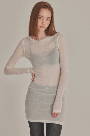 RIBBED MINI LONG-SLEEVE LAYERED DRESS_T426DS500