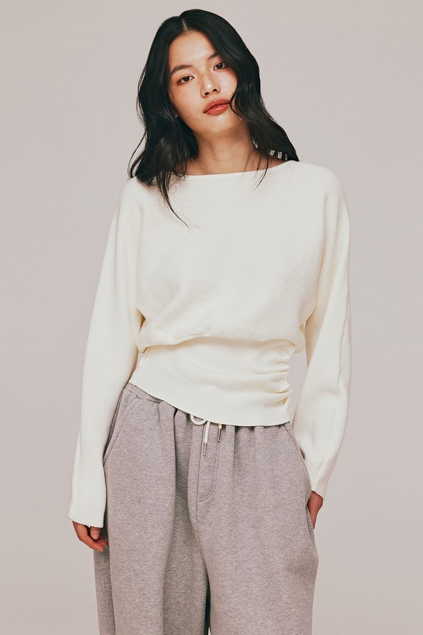 TOPGIRL  - 스웨터 - BOAT NECK SIDE BUTTON DETAIL KNIT TOP_T513TP103