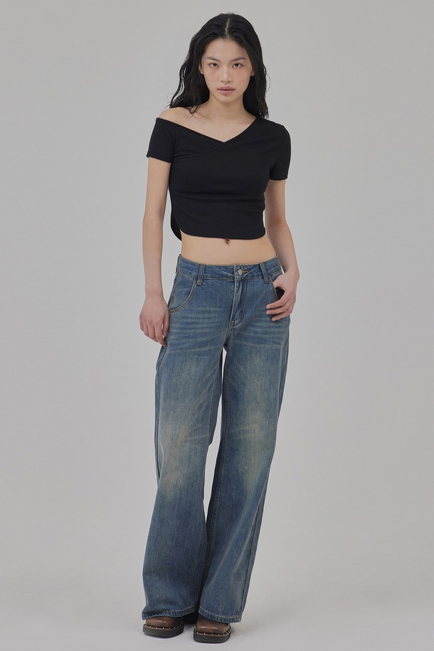 TOPGIRL  - 데님 - WASHED STANDARD WIDE JEANS_T513DE402