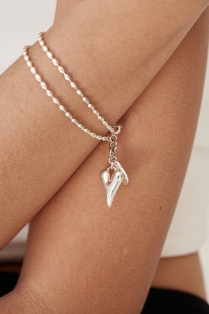 23 Long heart embo Bracelet-silver