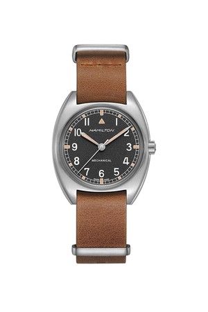 해밀턴 H76419531 카키 파일럿 메커니컬 남성 가죽 36mm