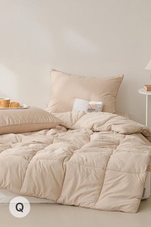 코지온 자가발열 알러지케어 겨울 이불패드세트 Q 베이지 차콜 먼지없는 퀸 침구세트