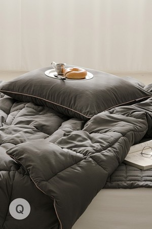 코지온 자가발열 알러지케어 겨울 이불패드세트 Q 베이지 차콜 먼지없는 퀸 침구세트